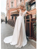 Ivory Chiffon Beige Glitter Tulle Wedding Dress